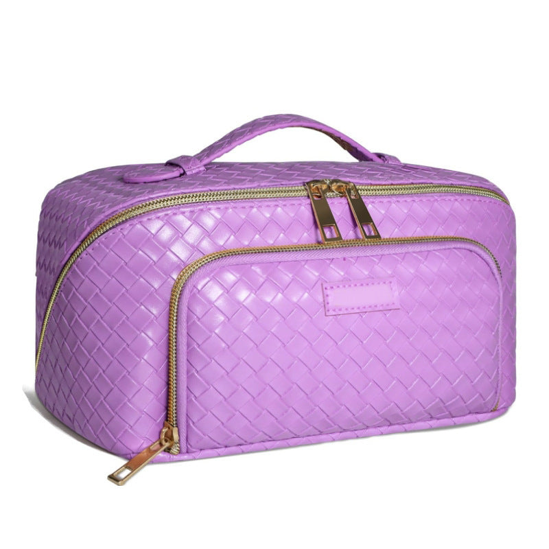 Purple large cosmetics bag in PU – perfect for travel and daily use