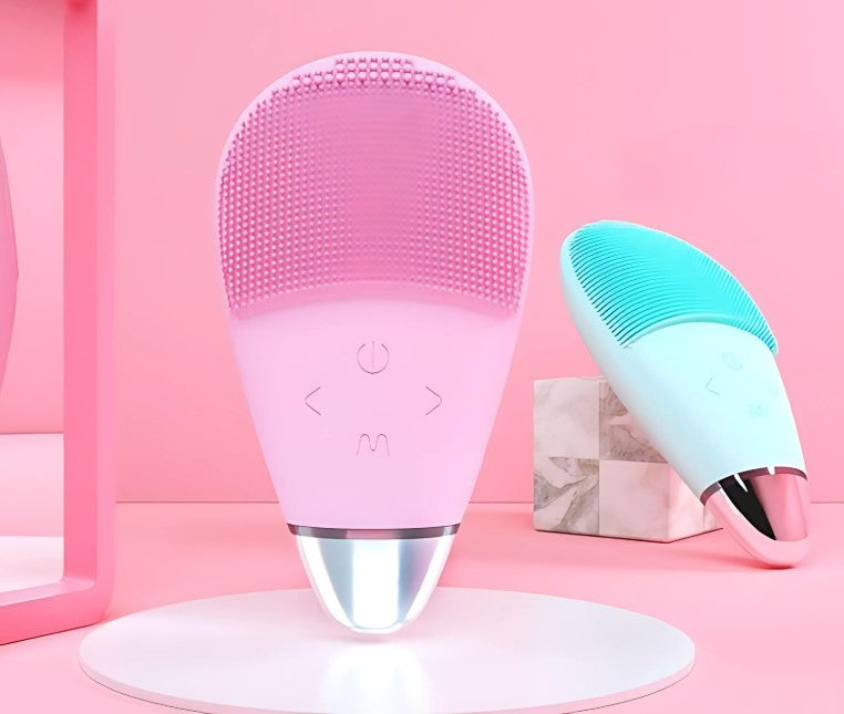 Close-up of SILKY facial cleanser’s ultrasonic technology.