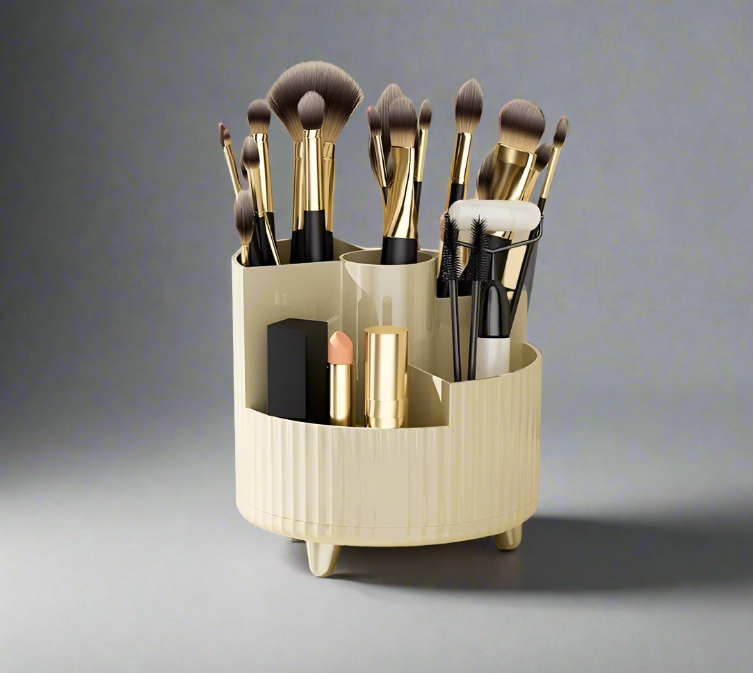 Stylish COSMETICS-ORGANIZER WITH ROTATING BRUSH HOLDER with practical design