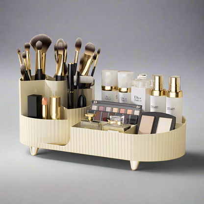 Modern COSMETICS-ORGANIZER WITH ROTATING BRUSH HOLDER for easy access